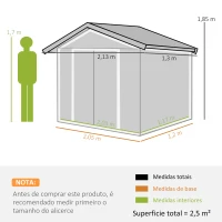Outsunny Abrigo de Jardim 213x130x185cm Abrigo de Jardim Metálico de Exterior com 2 Portas Deslizantes e 4 Janelas Verde Claro(m-4)