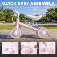 AIYAPLAY Baby Balance Bike for 1-2 Years Old, Light-up Toddler Balance Bike with Adjustable Seat, 4 Silent EVA Wheels, Pink(m-8)