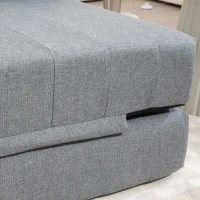 HOMCOM 2-in-1 Bodemsofa – Opklapbaar Slaapbankje voor 2 Personen, Met Linnenlook, Comfortabel en Stevig tot 250 kg, Voor Woonkamer of Slaapkamer, Grijs(m-9)