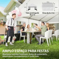 Outsunny Tenda para Festas 4x6 m, Tenda de Jardim com Paredes Removíveis, 2 Portas e Janelas UPF30+ para Casamentos, Cinzento e Branco(m-5)