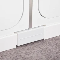 PawHut Wooden Cat Litter Box Enclosure Washroom Toilet Home Cabinet Kitty House Nightstand End Table Magnetic Door Adjustable Partition Board White(m-9)