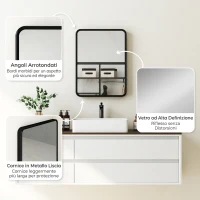 HOMCOM Specchio da Parete Rettangolare, Cornice in Metallo, 40.5x30 cm, per Soggiorno, Ingresso, Camera da Letto, Nero(m-6)