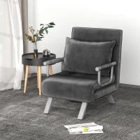 HOMCOM Relaxsessel Liegesessel Sessel, Liegefunktion, Gästebett, 65 cm x 69 cm x 80 cm, Grau(m-10)