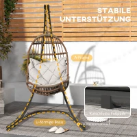 Outsunny Frame voor Hangstoelen in C-Vorm Metalen Standaard met Voet voor Hangzit tot 150kg Zwart(m-6)