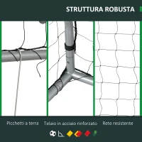 SPORTNOW Porta da Calcio Grigia 240x85x160 cm con Viti e Picchetti inclusi, in PE e Metallo(m-5)