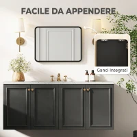 HOMCOM Specchio da Parete Rettangolare, Cornice in Metallo, 40.5x30 cm, per Soggiorno, Ingresso, Camera da Letto, Nero(m-5)