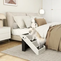 PawHut Escalier pour chien pliant à 3 marches antidérapantes escalier pour animaux en plastique 53 x 30,5 x 36,5 cm crème(m-14)