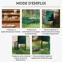 Outsunny Cage attrape animaux nuisibles 1 entrée dim. 80L x 25l x 30H cm vert foncé(m-4)