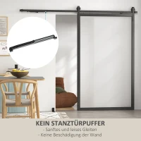 HOMCOM Schuifdeurset, stil & soepel, voor hout- & cementmuren, 244cm, Staal, Zwart(m-4)
