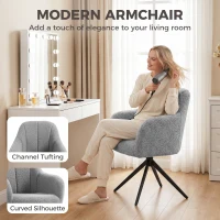 HOMCOM 360 Degree Swivel Accent Chair, Teddy Fleece Armchair, Grey(m-7)
