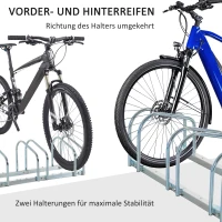 HOMCOM Fietsenstandaard voor 4 Fietsen, Vloer- & Wandmontage, 110x33x27cm, Zilver(m-6)