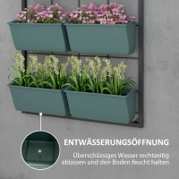 Outsunny Plantentrap Bloemenrek 8 Plantenbakken, stapelbaar, weerbestendig, 52,5 x 14 x 90 cm, Donkergroen + Zwart(m-6)