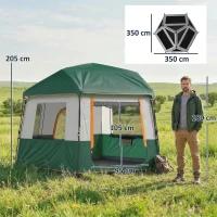 Outsunny Campingzelt für 4-6 Personen stabil 3000mm wasserdicht Familienzelt mit abnehmbarem oberen Abdeckung UV30+ Schutz Grün(m-3)