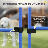 PawHut Conjunto de Treinamento de Agilidade para Cães 4 Peças Obstáculos de Salto com Altura Ajustável 99x65x94 cm  Azul(m-8)