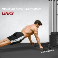 SPORTNOW Mehrzweck-Trainingsstation mit 65 kg Gewichtsblock, verstellbar, fürs Heimtraining, Stahl, Kunstleder(m-6)