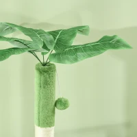 PawHut Albero per Gatti Multilivello con Amaca, Tiragraffi, Pallina e Foglie Decorative, 49x49x142 cm, Verde(m-6)