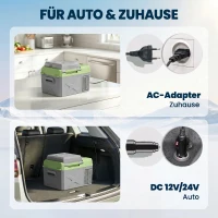 Outsunny 12 liter compressor koelbox elektrische koelbox met aansluiting koelhoudfunctie Grijs+Groen(m-5)