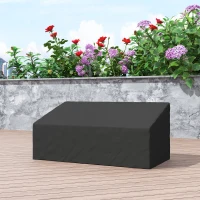 Outsunny 600D Oxford Cloth Garden Furniture Cover Waterproof, 3 Seater Sofa Protector for Patio, Outdoor, Black, 218 x 111 x 63-101 cm(m-9)