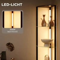 HOMCOM LED Stehlampe mit Glasregal Stehleuchte mit 3 Helligkeitsstufen Fußschalter für Wohnzimmer Schlafzimmer Schwarz(m-5)