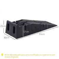 DURHAND Conjunto de 2 Rampas para Carro em Plástico Portáteis Carga até 2,5 Toneladas 91x30x21 cm, Preto(m-3)