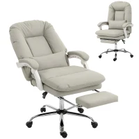 HOMCOM Ergonomic Executive Office Chair, Reclining Desk Chair with Lumbar Support, Footrest, Plush Thick Cushion, Khaki(m-11)