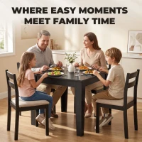 HOMCOM Dining Table for 4, 80L x 80W x 75Hcm, Modern Square Kitchen Table with Wood Effect Tabletop, Black Wood Effect(m-7)