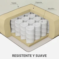 HOMCOM Butaca de Salón Tapizado en Terciopelo Sillón de Lectura con Asiento con Botones y Patas de Madera para Dormitorio Crema(m-4)