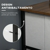 HOMCOM Cassettiera 8 Cassetti in Tessuto Rimovibili, in Legno e Acciaio Stile Industriale, 45x30x116cm(m-5)