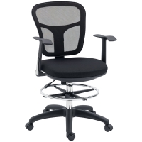 Vinsetto Cadeira de Escritório Ergonómica com Apoio para os Braços Apoio para os Pés e Assento Ajustáveis 59x59x95-115cm Preto