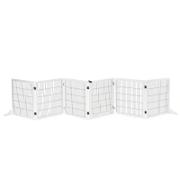 PawHut Barreira de Segurança para Cães de Madeira Dobrável para Cães Pequenos e Médios com 6 Painéis 432x36x70 cm Branco(m-1)