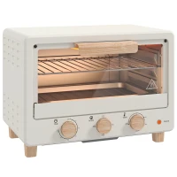 HOMCOM Forno Elétrico de Mesa Mino Forno de 16L Forno Elétrico com Temporizador e Temperatura Ajustável até 230℃ 39x27,5x28,8 cm Creme(m-1)