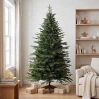 HOMCOM 180 cm Artificial Christmas Tree Full Hinged Xmas Tree Solid Pine Wood Stand, Green(m-14)