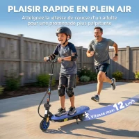 HOMCOM Trottinette électrique 120 W pliable pour enfant 7-14 ans 12 Km/h max. autonomie 10 Km max. bleu(m-5)