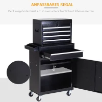 DURHAND Werkplaatswagen met 5 laden gereedschapskast gereedschapskist 360° draaibare wielen(m-9)