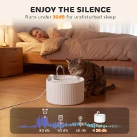 PawHut Ceramic Cat Water Fountain for Drinking, 2.2L Pet Water Fountain with Ultra-Quiet Pump, 4-Layer Filtration, Tap(m-8)