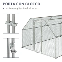 PawhutRecinto Gabbia per Galline in Metallo Galvanizzato Impermeabile, Pollaio con Porta e Copertura Oxford, 280x570x195cm(m-9)
