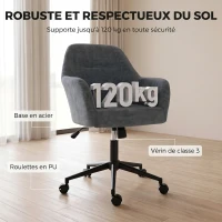 HOMCOM Chaise Bureau Ergonomique, Fauteuil de Bureau en Chenille avec Hauteur Réglable, Fonction Bascule, Bleu(m-7)
