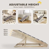 PawHut Dog Ramp for Couch, Adjustable Folding Pet Ramp, 4 Adjustable Height Dog Climbing Ladder, 35/43/47/50 cm Height(m-6)