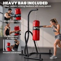 SPORTNOW Punching Bag with Stand for Adults, Freestanding Boxing Stand with Heavy Bag and Weight Plate Storage, Red(m-8)