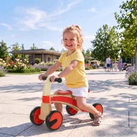 AIYAPLAY Kinder loopauto van hout met EVA-wielen en hoge rugleuning, voor 2-3 jaar, rood(m-8)