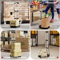 HOMCOM Carrello Portapacchi Pieghevole da 40 kg con 2 Cinghie, Maniglia Telescopica, Alluminio e Plastica, Nero(m-6)