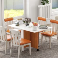 HOMCOM Uitklapbare Uitschuifbare Eettafel, Mobiel, Modern Ontwerp, 120 cm x 80 cm x 73 cm, Teak + Wit(m-2)
