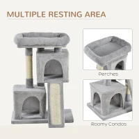 PawHut Cat Tree for Indoor Cats 81cm Cat Scratching Post Scratch Board Kitten Tower Climbing Frame Grey(m-6)
