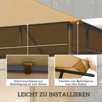 Outsunny Ersatzdach für Gartenpavillon, Polyester, 2,98 x 2,98 m, Beige(m-5)