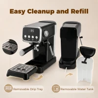 HOMCOM Espresso Machine, 20-Bar Cappuccino Coffee Maker with Frother Wand, 1.2 L Water Tank, Black(m-8)