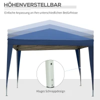 Outsunny Paviljoen, Partytent, 4 afneembare zijwanden, 2 ramen, metalen frame, 2,95 x 2,95 m, Blauw(m-9)