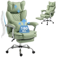 HOMCOM Executive Office Chair, PU Big and Tall Office Chair 180 kg with Wide Seat, Reclining, Lumbar Support, Light Green(m-14)