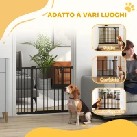 PawHut Cancellino per Cani a 2 Estensioni con Larghezza Regolabile fino a 100 cm e Chiusura Automatica, Nero(m-7)