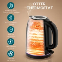 HOMCOM Simple Polished Toaster and Kettle Set - Black(m-4)
