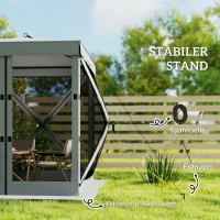 Outsunny Pavillon 1,85x1,85m Wasserdicht Stabil Winterfest Pop-up Faltpavillon mit 4 Mesh-Seitenteilen Tasche, UV 30+(m-7)